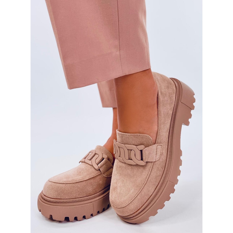 Leena Mocassins plataforma cáqui com fivela bege 2 Leena Mocassins plataforma cáqui com fivela bege 2