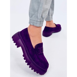 Mocassins plataforma com fivela Leena Roxo 1