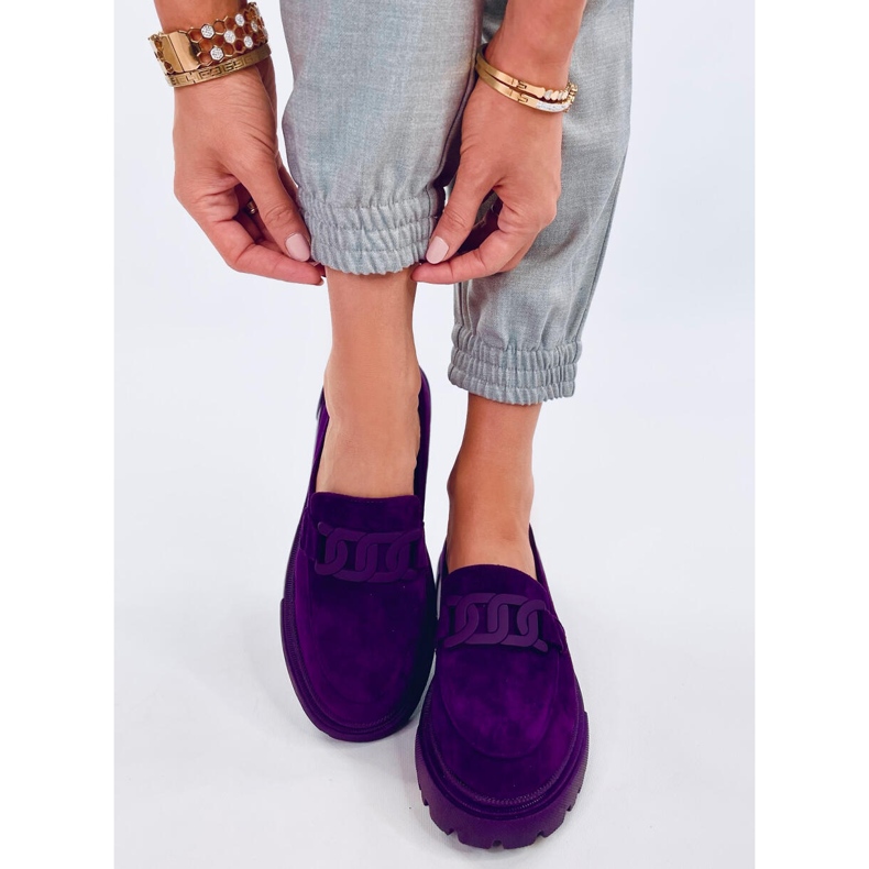 Mocassins plataforma com fivela Leena Roxo 2