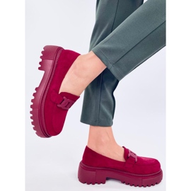 Leena Mocassins plataforma Bordeux com fivela vermelho 2