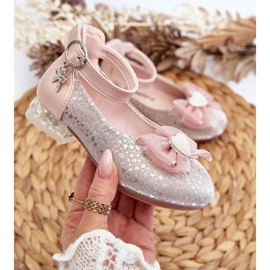 Bailarinas infantis com laço, rosa Nanthea 2