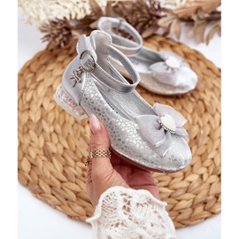 Bailarinas infantis com laço prateado Nanthea prata 2