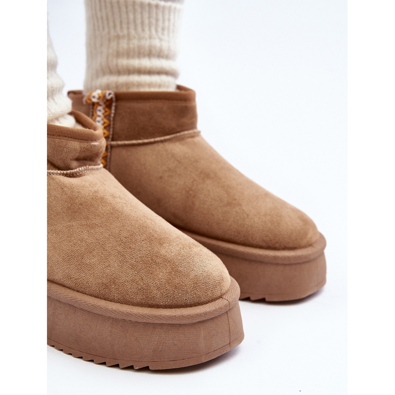 Botas de neve com plataforma e padrão Udra marrom claro castanho 2 Botas de neve com plataforma e padrão Udra marrom claro castanho 2
