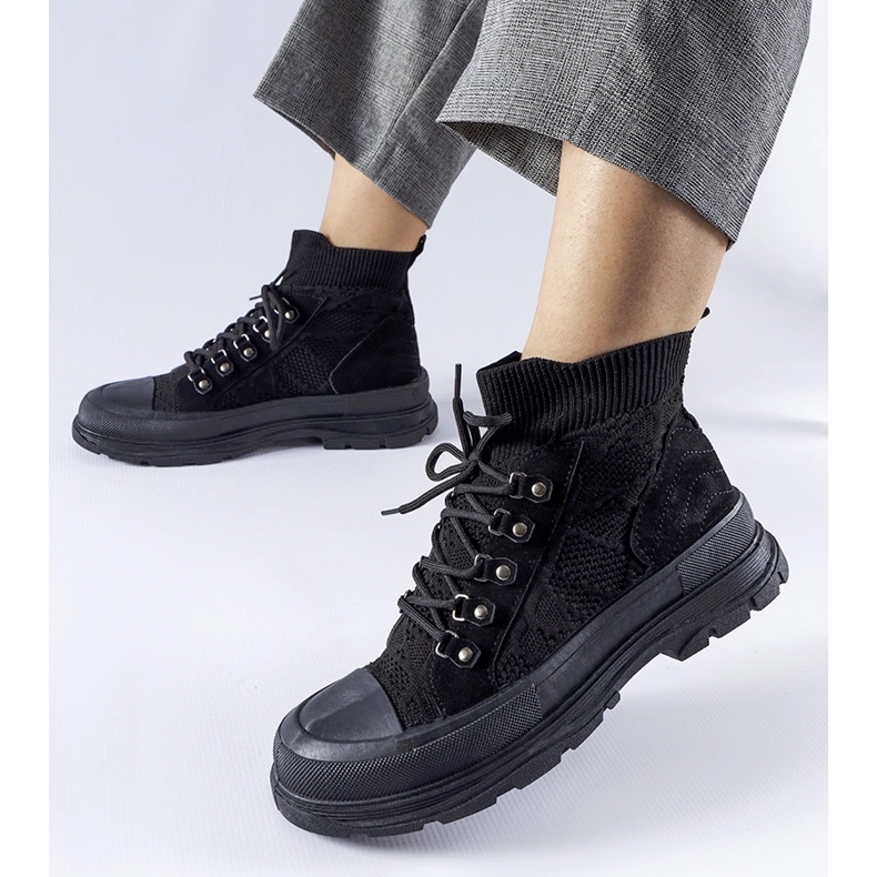 Tênis cano alto preto de tecido Casalma 1