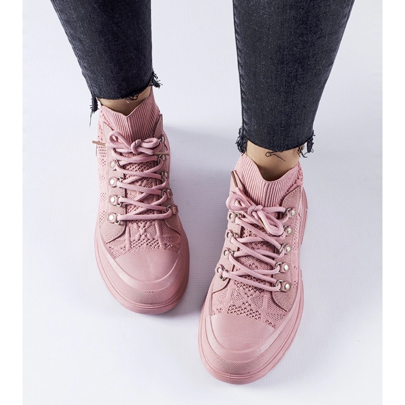 Tênis cano alto Rosa Casalma em tecido 1