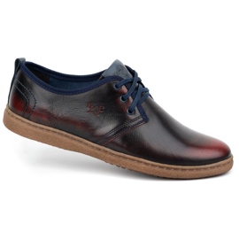 Kampol Sapatos casuais masculinos de couro 22KAM, bordô vermelho 2