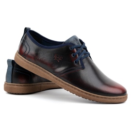 Kampol Sapatos casuais masculinos de couro 22KAM, bordô vermelho 7