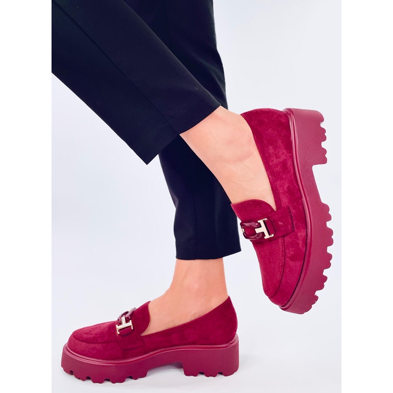Mocassins de camurça femininos Ralfes Maroon vermelho 1