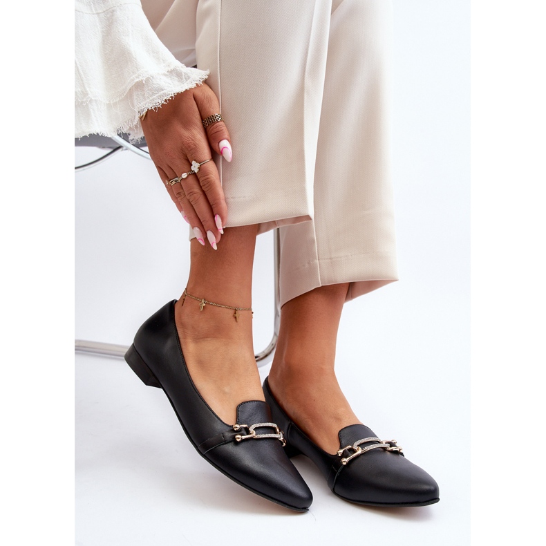 Sapatilhas de couro Zazoo 2885 com decoração, pretas preto 1