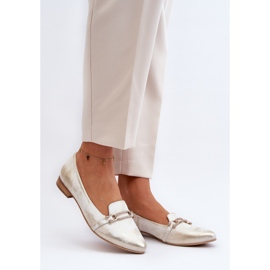 Sapatilhas de couro Zazoo 2885 com decoração dourada e branca dourado 2