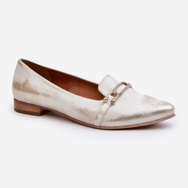 Sapatilhas de couro Zazoo 2885 com decoração dourada e branca dourado 1