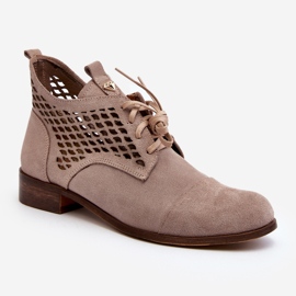 Botas femininas Zazoo 2878 Low Openwork, camurça, bege 1