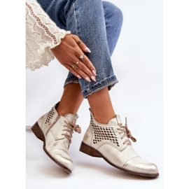 Zazoo 2878 Botas femininas baixas de couro perfurado, prateadas prata 1