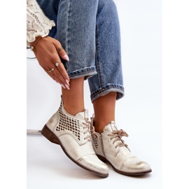 Zazoo 2878 Botas femininas baixas de couro perfurado, prateadas prata 2