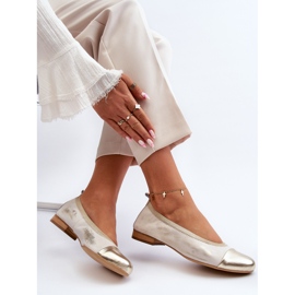 Bailarinas de couro dourado de borracha Zazoo 2890 1