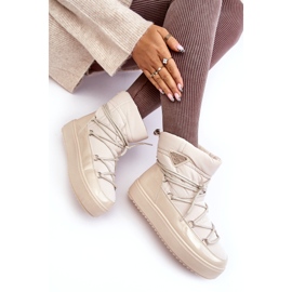 Seastar Botas femininas de neve com plataforma e cadarço, bege 3