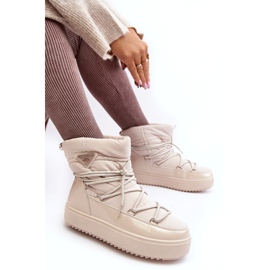 Seastar Botas femininas de neve com plataforma e cadarço, bege 2