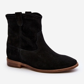 Zazoo 2326 Botins femininos de camurça slip-on, pretos 2