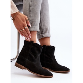 Zazoo 2326 Botins femininos de camurça slip-on, pretos 1