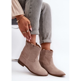 Zazoo 2326 Botins femininos de camurça slip-on, bege 1