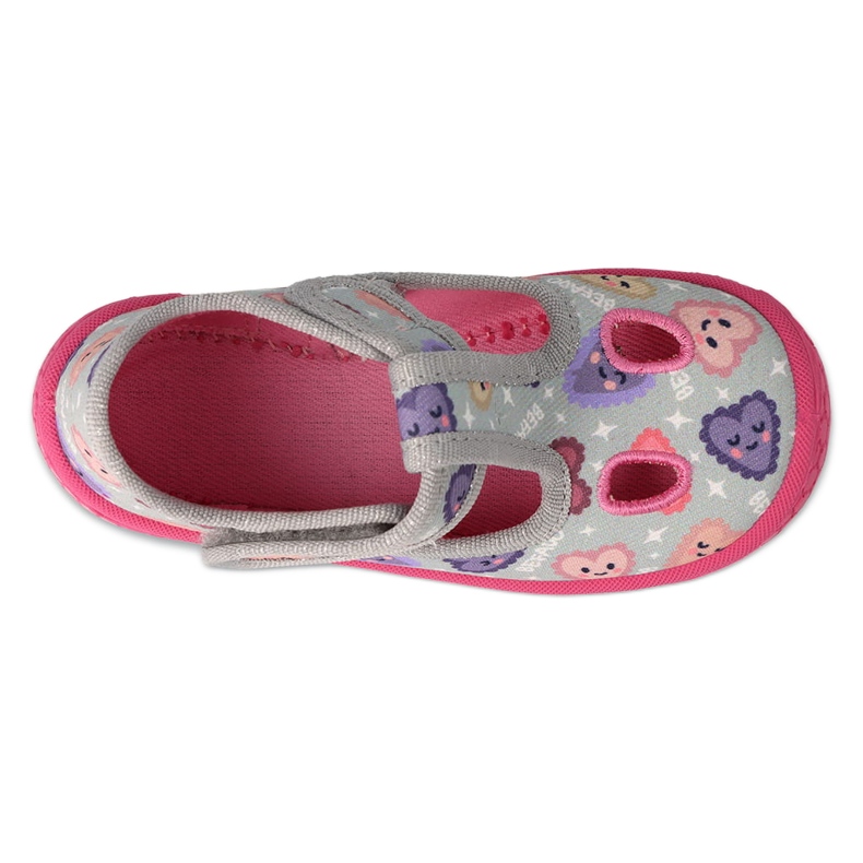 Chinelos infantis Befado com velcro 630P007, cinza e rosa 2 Chinelos infantis Befado com velcro 630P007, cinza e rosa 2