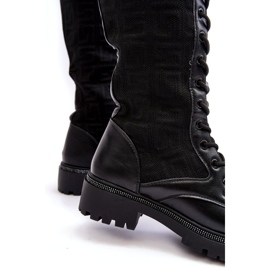 Botas femininas com cadarço e cano elástico preto Virxinia preto 6 Botas femininas com cadarço e cano elástico preto Virxinia preto 6