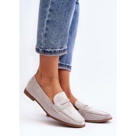 Mocassins Clássicos Femininos Cinza Olevin 2