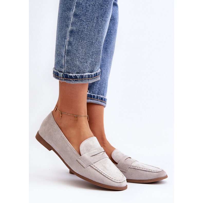 Mocassins Clássicos Femininos Cinza Olevin 2