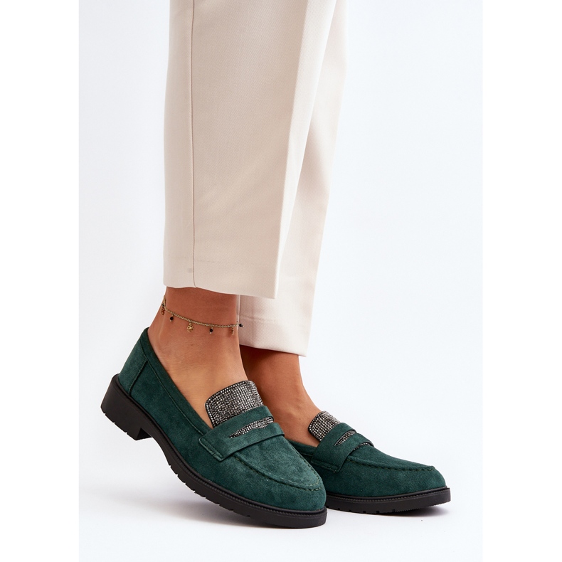 Mocassins Decorados Feminino Verde Escuro Dananei 2