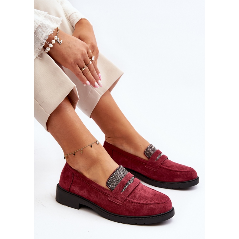 Mocassins femininos cor de vinho da Dananei vermelho 1