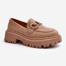 Mocassins femininos robustos com corrente bege Dataia 1