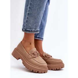 Mocassins femininos robustos com corrente bege Dataia 2 Mocassins femininos robustos com corrente bege Dataia 2