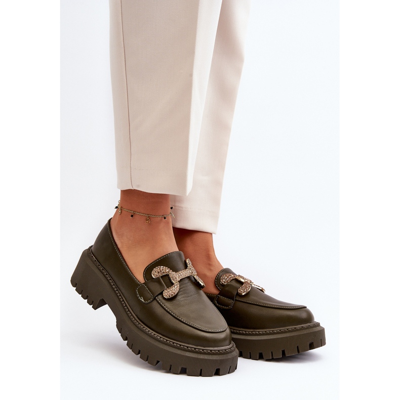 Mocassins Femininos Com Decoração, Gargi Verde Escuro 2