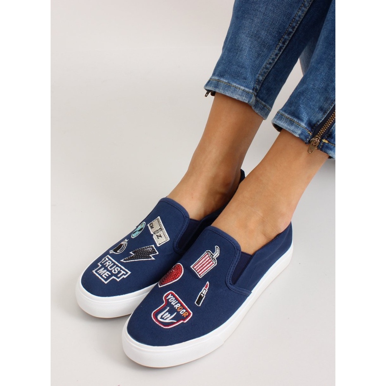 Sneakers slip-on com bordado NB102P Dark Blue azul marinho 1 Sneakers slip-on com bordado NB102P Dark Blue azul marinho 1