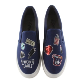Sneakers slip-on com bordado NB102P Dark Blue azul marinho 2 Sneakers slip-on com bordado NB102P Dark Blue azul marinho 2
