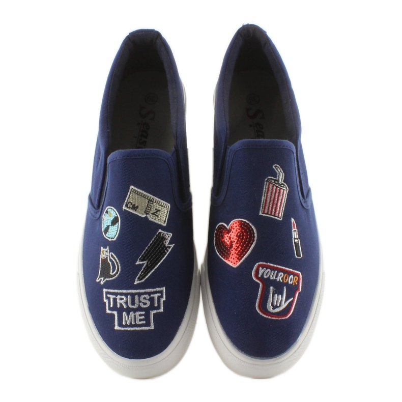 Sneakers slip-on com bordado NB102P Dark Blue azul marinho 2 Sneakers slip-on com bordado NB102P Dark Blue azul marinho 2
