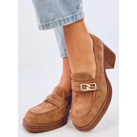 Mocassins de salto alto Corinai Brown bege 1