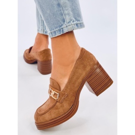 Mocassins de salto alto Corinai Brown bege 2