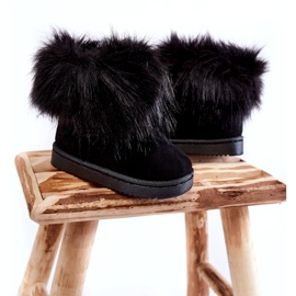Botas infantis de neve com pêlo, pretas preto 4