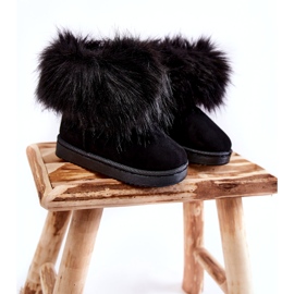 Botas infantis de neve com pêlo, pretas preto 3 Botas infantis de neve com pêlo, pretas preto 3