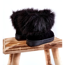 Botas infantis de neve com pêlo, pretas preto 2