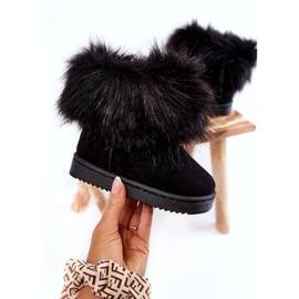 Botas infantis de neve com pêlo, pretas preto 1