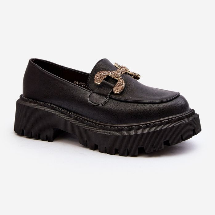 Mocassins femininos com decoração Gargi preta preto 2 Mocassins femininos com decoração Gargi preta preto 2