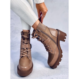 Botas de salto alto com cadarço Brooks Khaki castanho 1