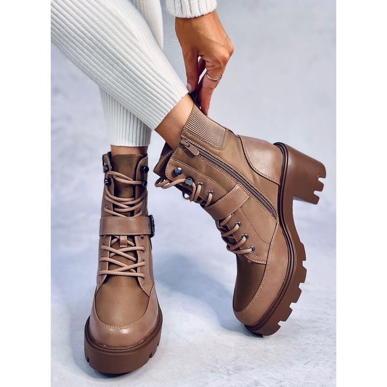 Botas de salto alto com cadarço Brooks Khaki marrom 1