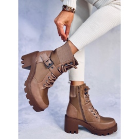 Botas de salto alto com cadarço Brooks Khaki castanho 2