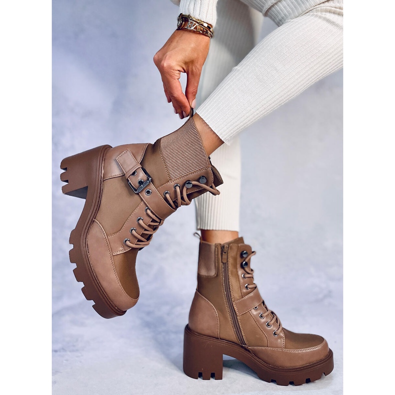 Botas de salto alto com cadarço Brooks Khaki marrom 2