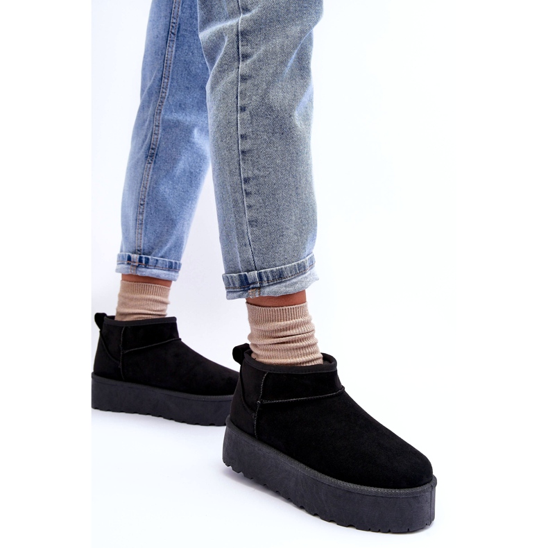 Botas de neve de camurça feminina pretas preto 5