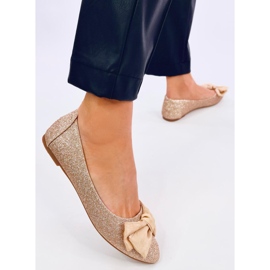 Bailarinas elegantes com glitter Betzi Champagne dourado 2