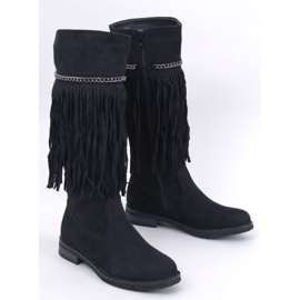 Novle Botas pretas com franjas preto 1